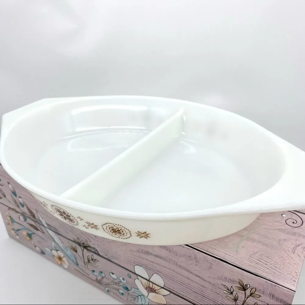 Vintage Pyrex Town and County Divided Casserole Dish